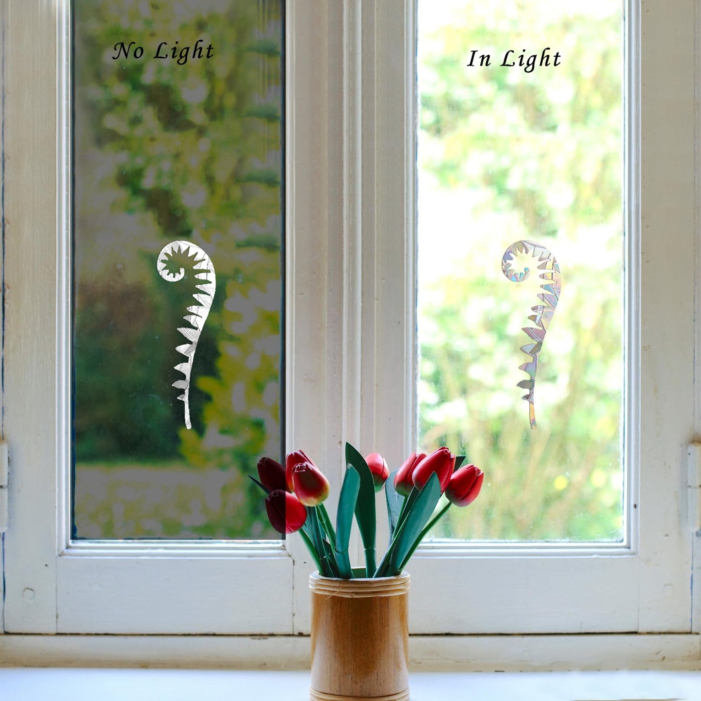 24 Pieces Static Window Clings Anti Collision Window Decals for Bird Strikes, Glass Door Window Stickers, Stop Birds Flying into Windows, Fern Style