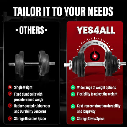 Yes4All Dumbbell Adjustable - 50lbs + Connector