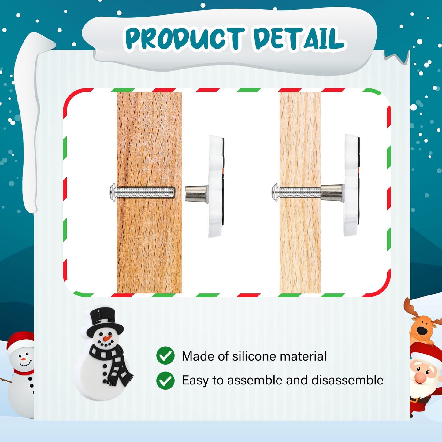 Moxweyeni 12 Pieces Christmas Cabinet Knobs for Kitchen Snowman Knobs Silicone Hand Cabinet Knob Cover Christmas Decorative Drawer Pulls for Xmas Winter Kitchen Home Party Decorations