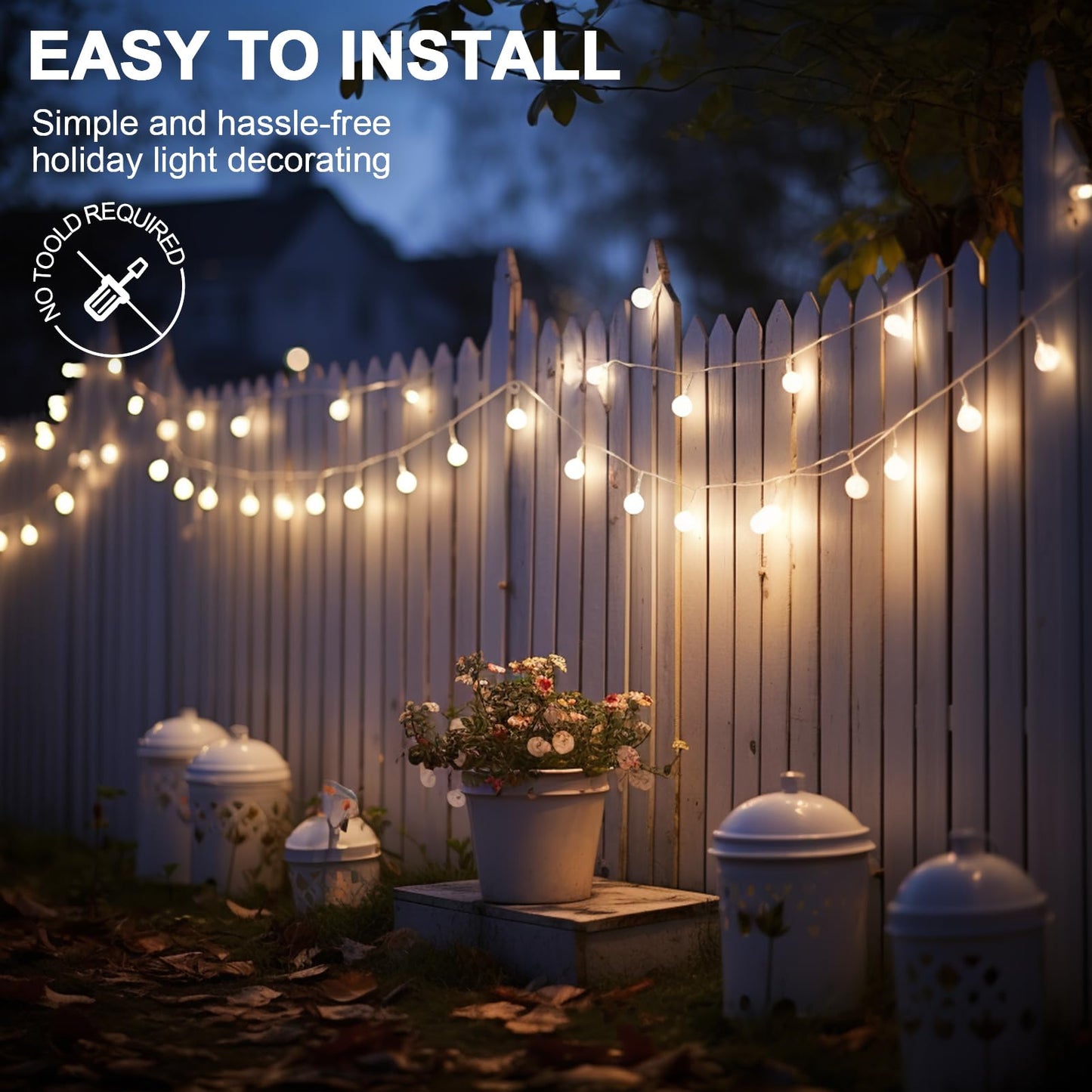 Hetyue Hooks for Outdoor String Lights Clips: 40Pcs Heavy Duty Light Hook with Waterproof Adhesive Strips - Outside Clear Cord Holders for Hanging Christmas Lighting - Outdoors Sticky Clip