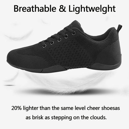 CheeryEase Girls Cheer Shoes Youth Black Cheerleading Shoes Lightweight Breathable Cheer Competition Athletic Training Dance Sneakers Size Little Kid 13