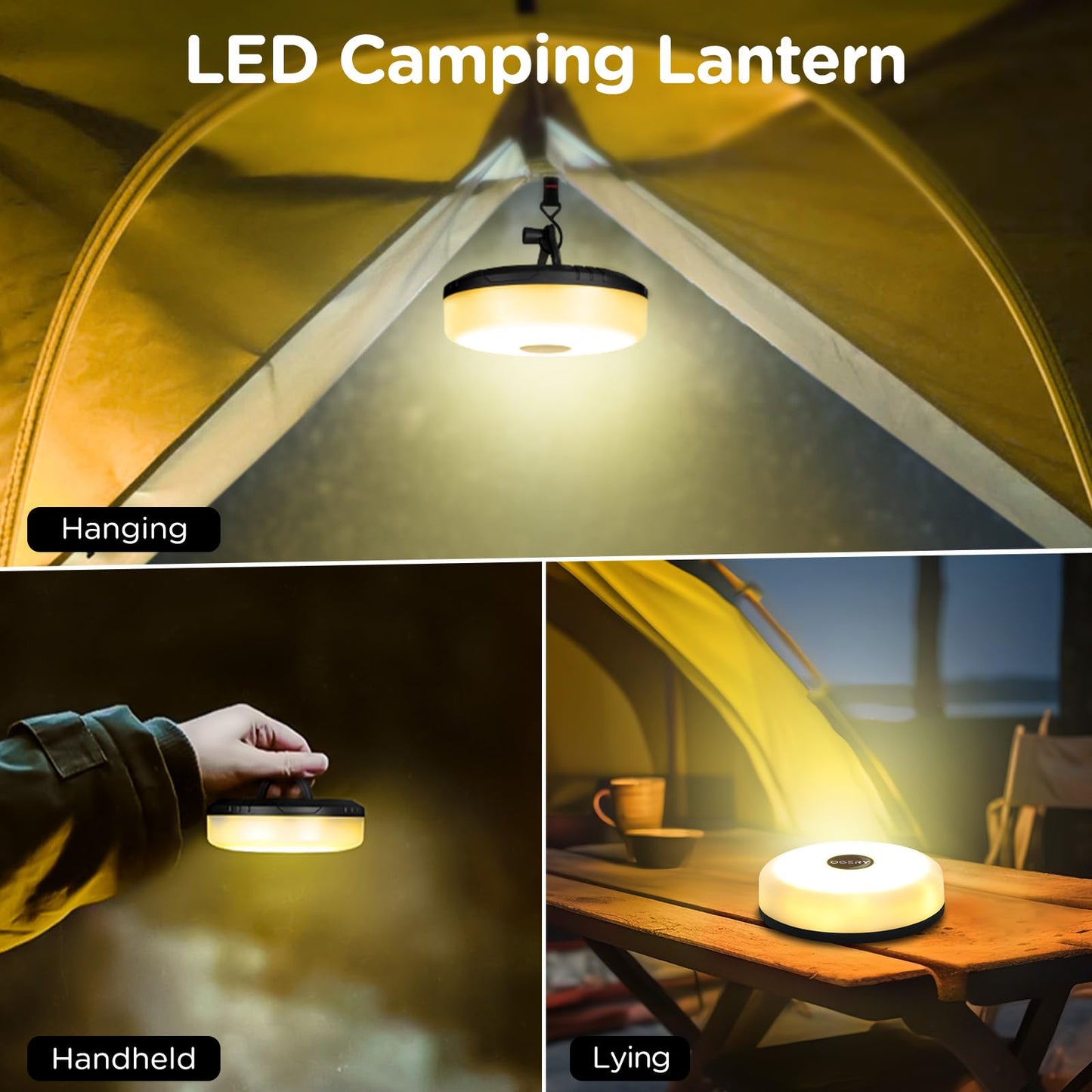 OGERY Camping String Lights, 4 in 1 Quick Storage 32.8FT Rechargeable Indoor Outdoor Fairy String Lights with 8 Lighting Modes, Hanging Portable LED Lamp for Christmas Decor Patio Party Essentials