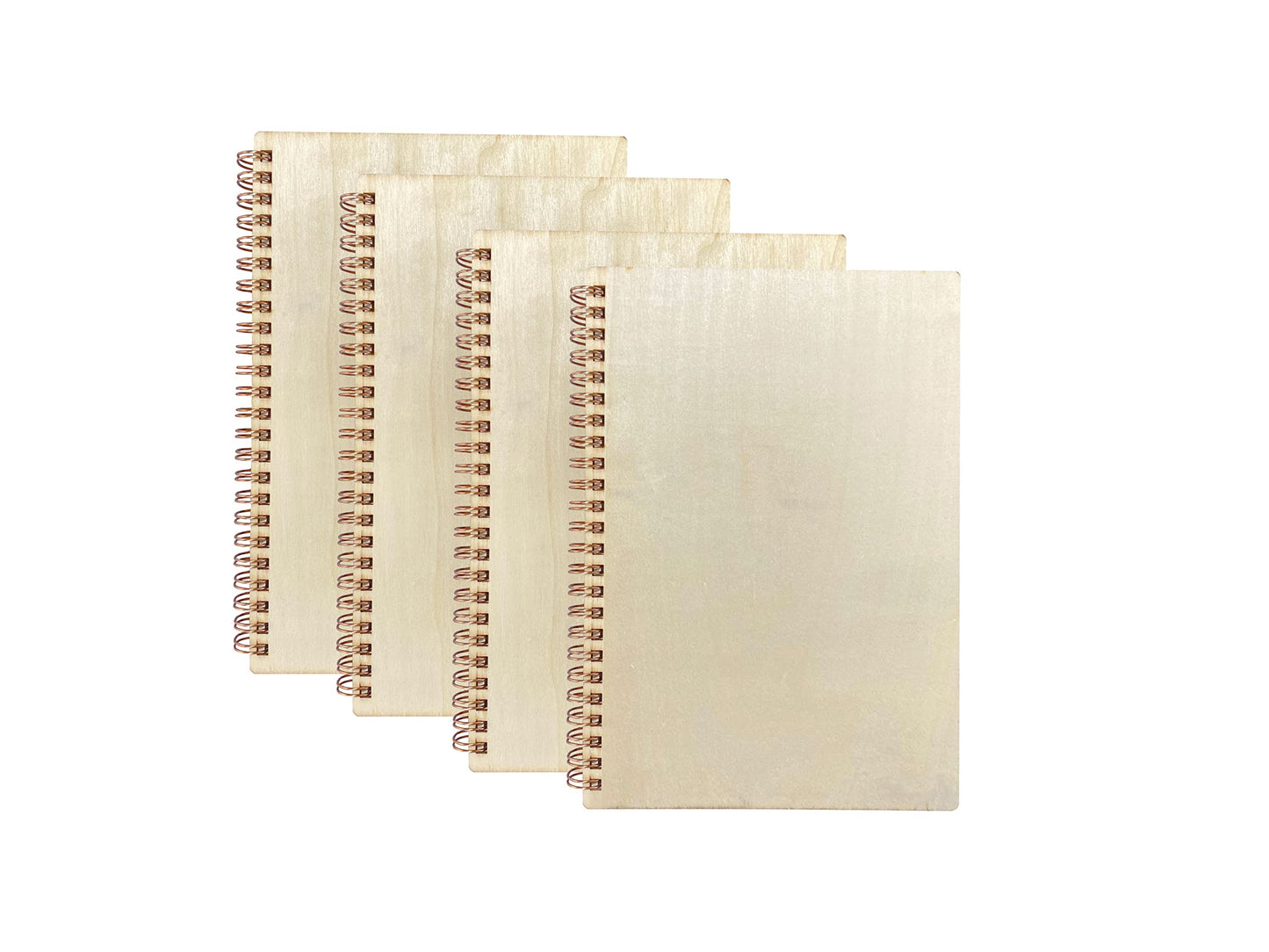 Cregugua 4 Pack A5 Wood Cover Jounal Notebook 40 Sheets Sketchbook 8.5 x 5.8 In Unlined Spiral Notebook for Crafting Project,Small Scrapbook