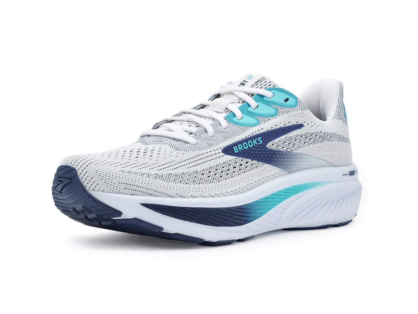 Brooks Men's Ghost 17 White/Beacon Blue/Ipanema 12 Medium