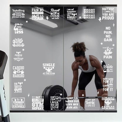 22 PCS Gym Mirror Vinyl Decals Motivational Gym Wall Decal Exercise Inspiring Self Affirmation Decals Positive Fitness Home Decor for Glass Mirror Stickers Peel and Stick Workout Room Crafts Supplies
