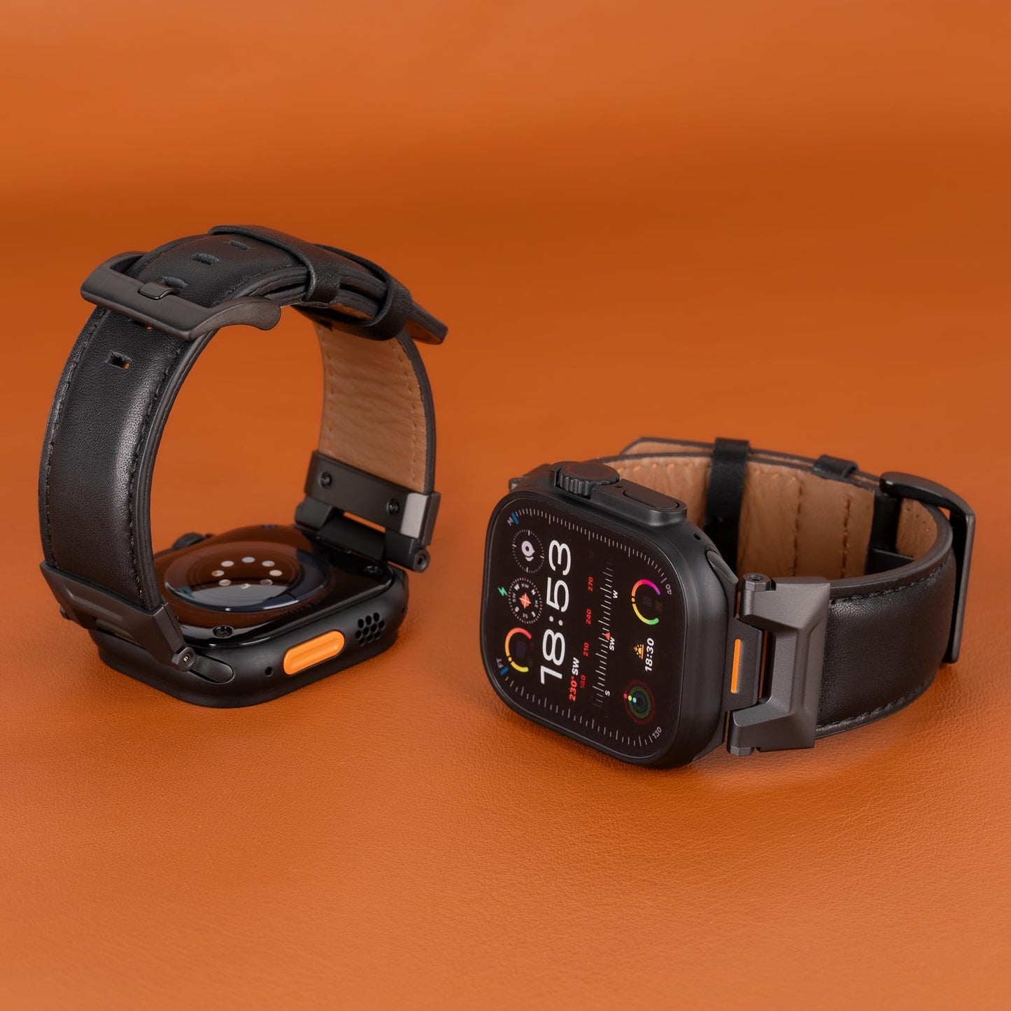 RIXENY 26mm Wide Leather Band for Apple Watch Ultra 49mm-42mm, Full-Grain Dutch Calfskin Leather Strap with Screw-Secured Connector for iWatch Ultra, for Leather Connoisseurs & Quality Buyers