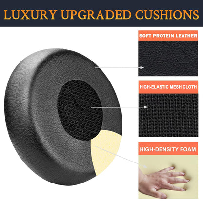 SOULWIT Earpads Replacement for Jabra Evolve 75(75UC 75MS 75SE) Stereo Wireless Bluetooth Headset, Ear Pads Cushions with Soft Protein Leather, High-Density Noise Isolation Foam - Black