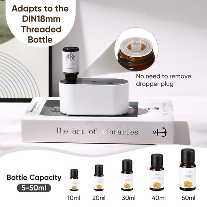 Waterless Diffuser for Essential Oil, Battery Operated Scent Air Aromatherapy Diffuser, Mini Aroma Diffusers with 3 Intermittent Mist Modes, Cycle Start, for 400 sq.ft Room Home Office Bedroom