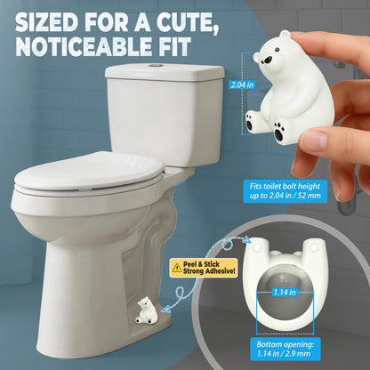 MENNTY Polar Bear Toilet Bolt Covers Decorative, Glow in the Dark Toilet Bolt Caps, 2 PCS Cute PLA Toilet Caps for Bottom of Toilet – Hide Rusty Bolts, Easy Push-On Fit