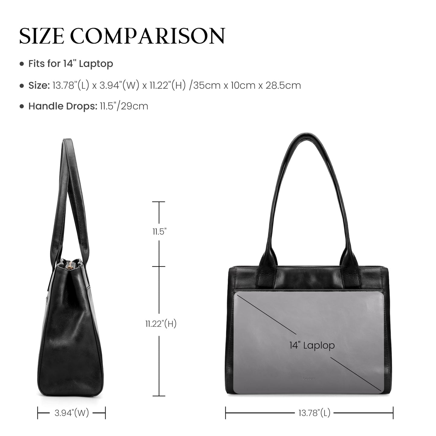 befen Genuine Leather Tote Bag for Women Small Black Work Tote Bag with Zipper Soft Leater Purse with Multi Compartments Work Handbag for Travel Designer Womens Purses and Handbags for Everyday