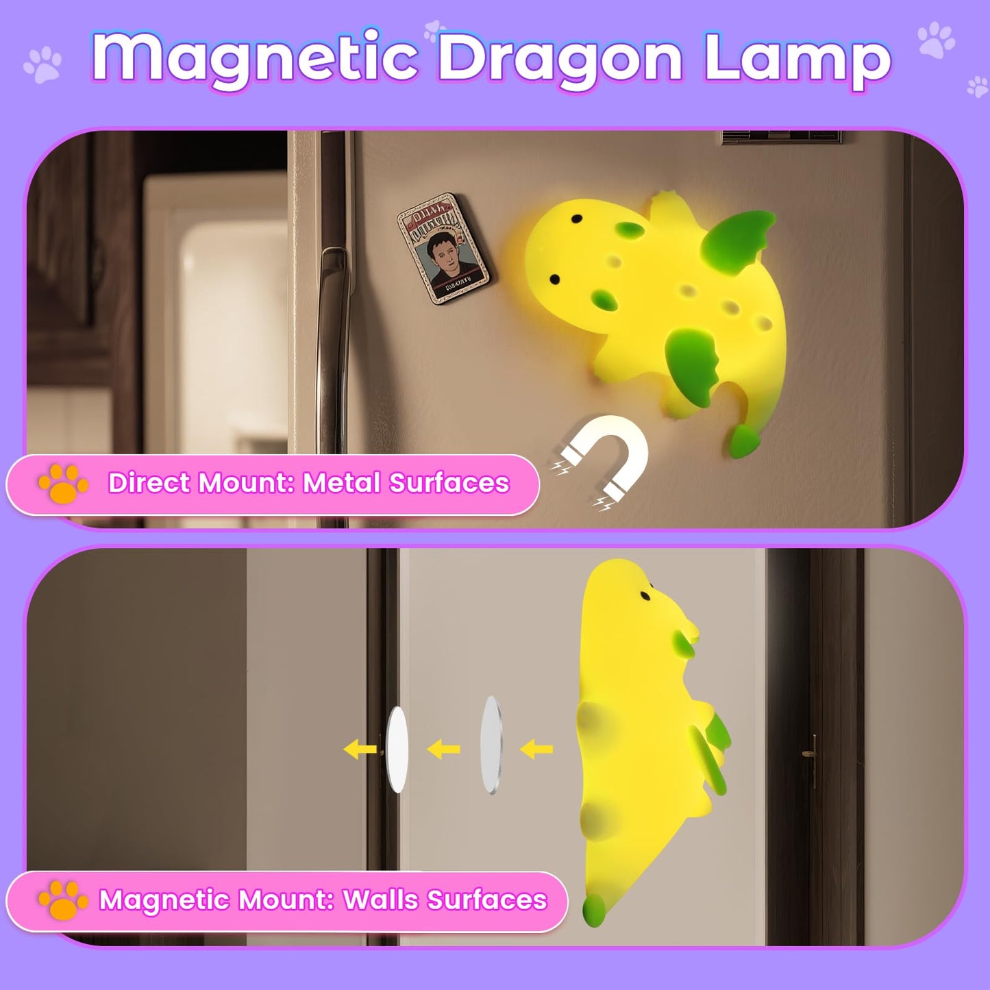 AVEKI Lime Green Dragon Night Light, Cute Baby Dragon Lamp Gifts for Boys and Girls, 10 Modes Touch Dimmable Kids Nightlight, Rechargeable Baby Light for Nursery, Portable Moving Kids Lamp