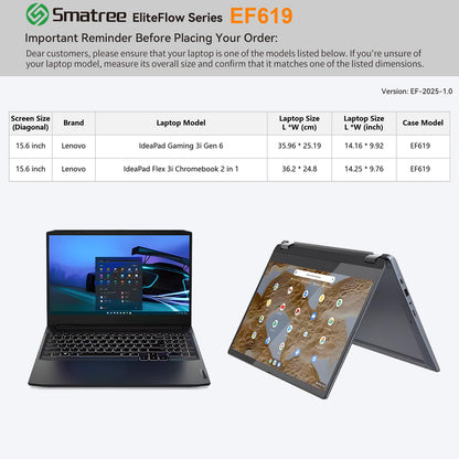 Smatree EliteFlow Laptop Sleeve Case for 15.6 inch Lenovo IdeaPad Gaming 3i Gen 6, for 15.6 inch Lenovo IdeaPad Flex 3i Chromebook 2 in 1, Laptop Case with Accessory Pocket and Handle (EF619)
