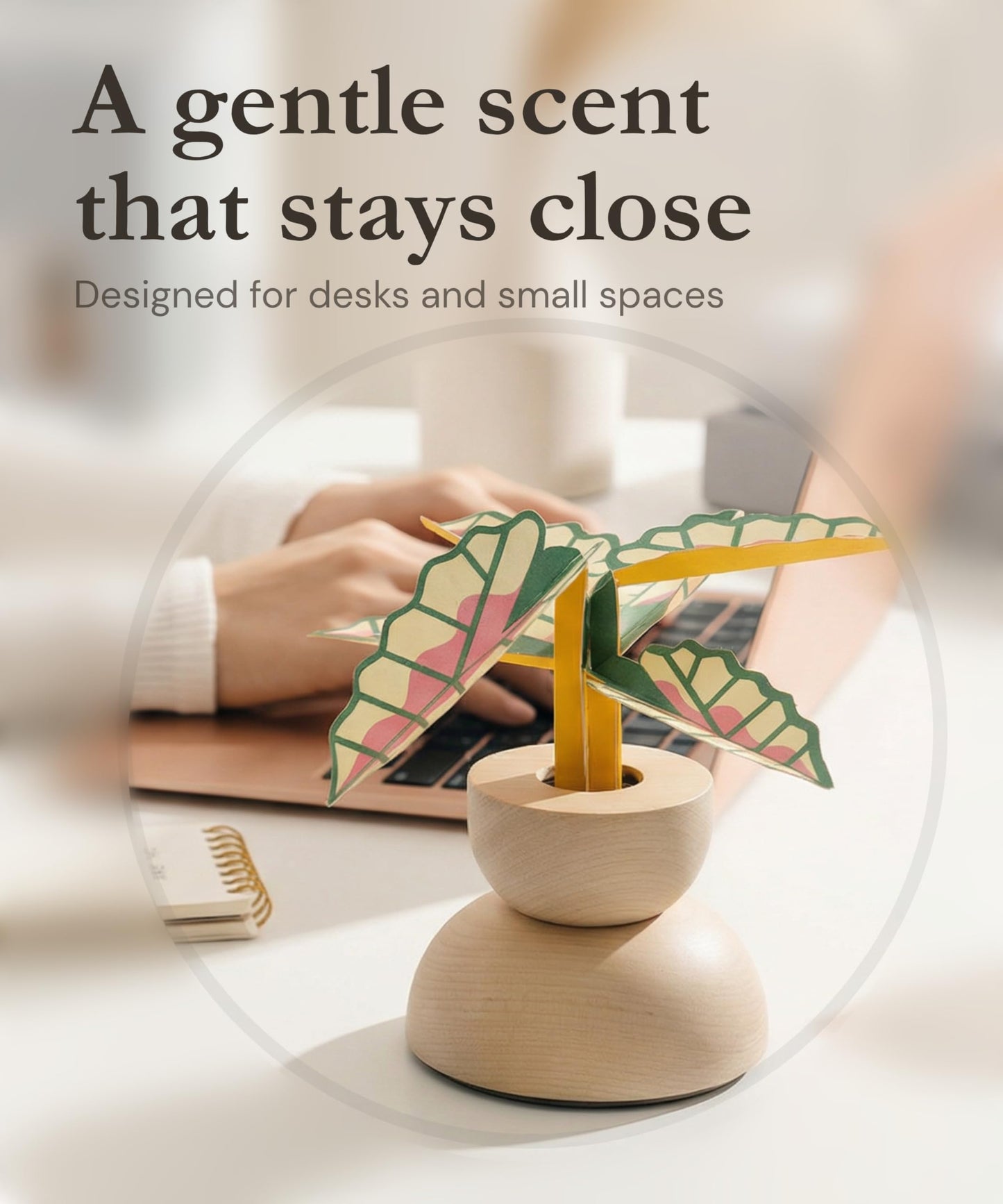 Pulzents Spin Rotating Desk Decor – Minimal Kinetic Desk Sculpture with Soft Scent, Passive Diffuser for Small Spaces, Aesthetic Gift for Women, Home & Office