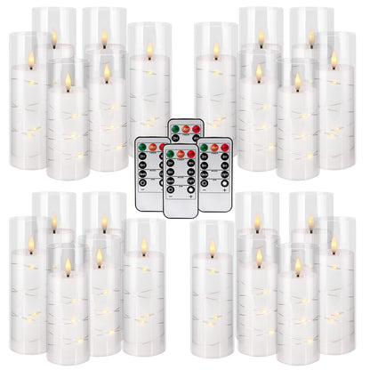 YOROXRG 24 Pack Christmas Decoration Flickering Flameless Candles,Battery Operated Candles,LED String Lights LED Candles for New Year, Home Decor, Parties,Wedding(D2.2 xH 5" 6" 7") (White)