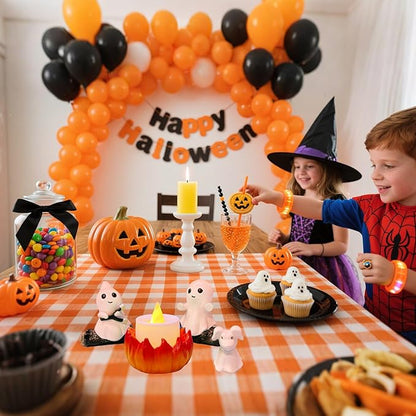 SOMITO 2025 Ghost Campfire Nightlight, Cute Halloween Ghost Figurine, Spooky Ghost Halloween Decorations, Adorable Halloween Decor Indoor for Home Mantel Tabletop Party (with Dog)