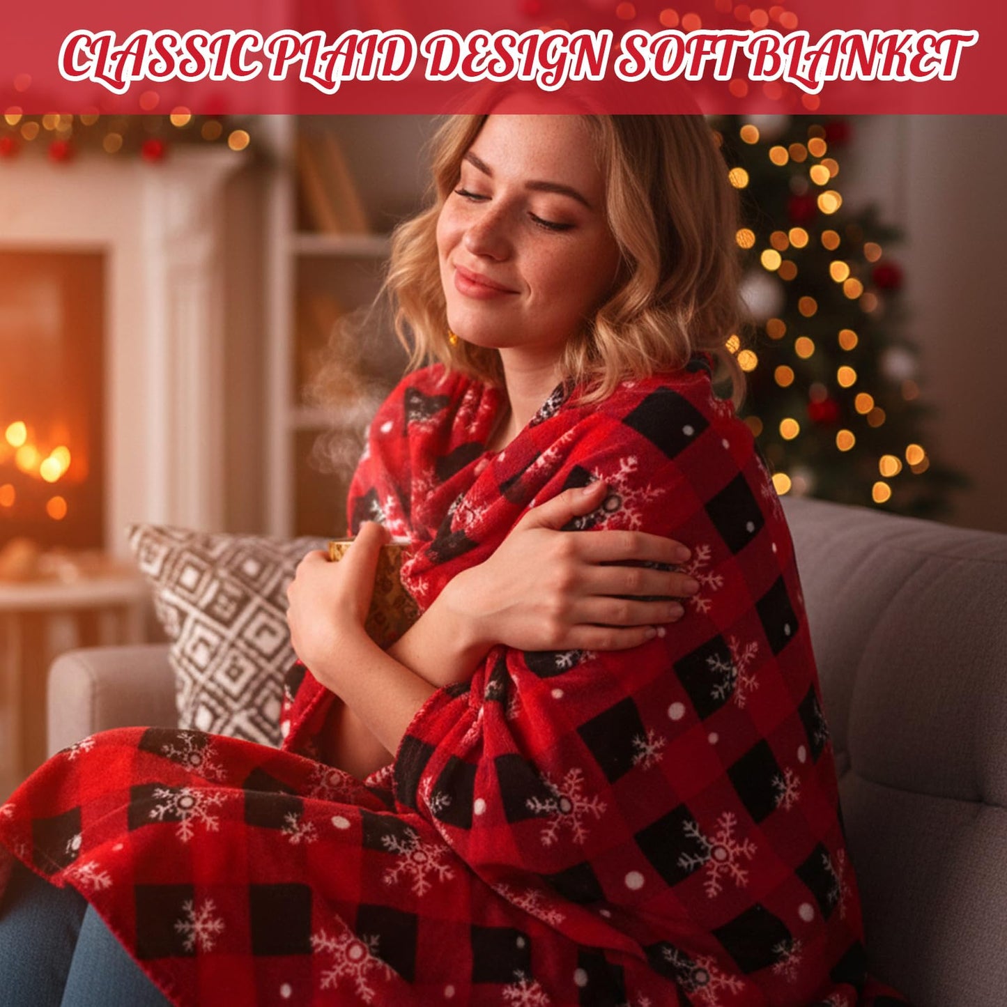 HunnmingRe 6 Set Christmas Fleece Throw Blanket Bulk Xmas Gift Set Include Merry Christmas Ribbon and Gift Card 50 x 60 Inch Holiday Blanket for Couch Sofa Winter Travel Decoration
