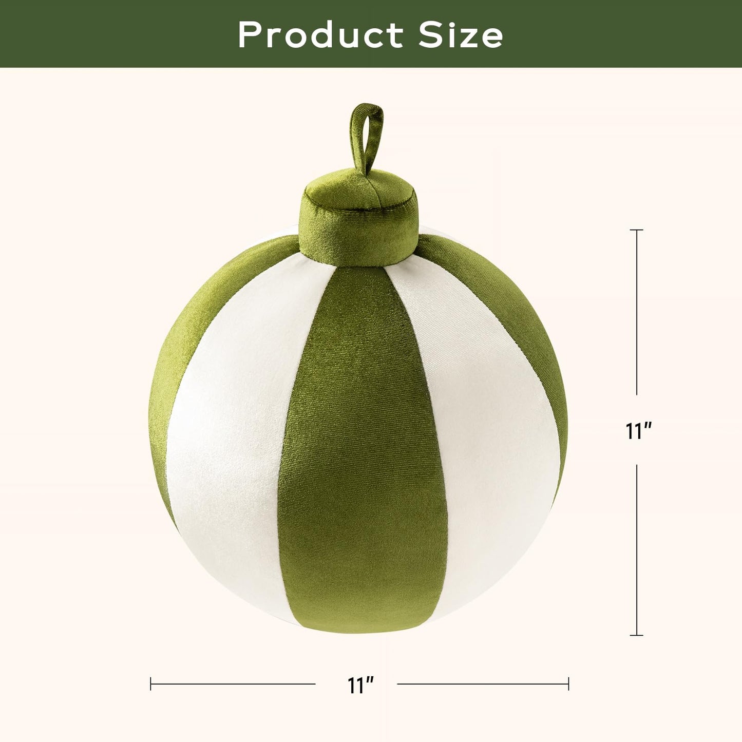 Ashler Merry Christmas Bell-Shaped Pillow, 11x11 Inch Velvet Hangable Decorative Holiday Pillow for Xmas Tree, Couch, Living Room, Bed, Light Green