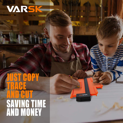 VARSK Contour Gauge Profile Tool with Light 5+10 Inch - Super Duplicator Shape and Outline Tool, Gifts for Men Dad Him, Cool Gadgets for Men DIY Handyman, Home Improvement Measuring Woodworking Tools