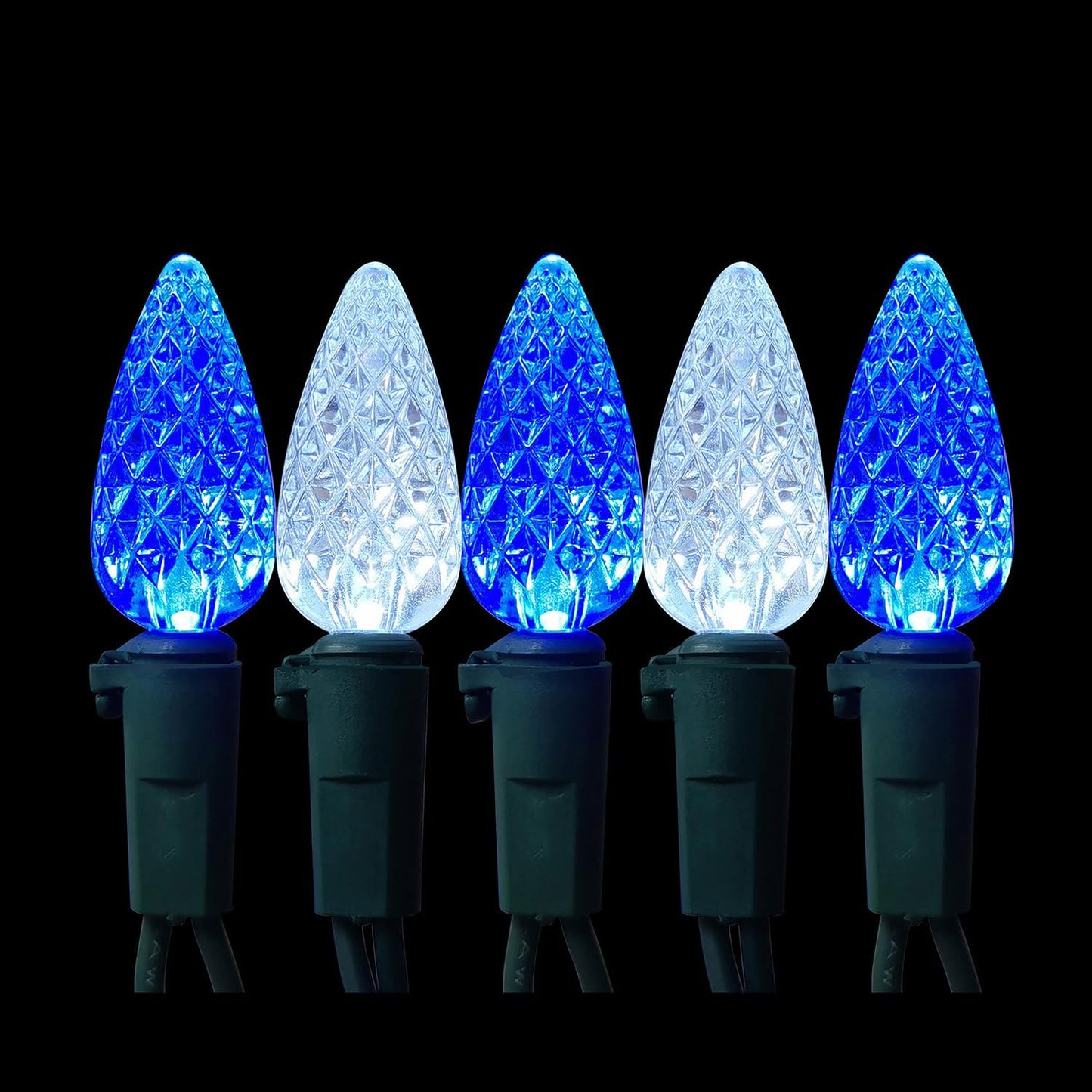 MXTCLM C6 Christmas Lights 50 LED Blue + Cool White Strawberry 18ft Waterproof String Lights for Outdoor Indoor Garden Yard Home Party Christmas Tree Decoration(Blue+Cool White)