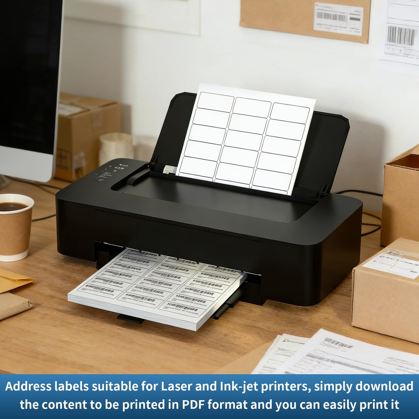 SJPACK 30-up Address Labels 1" x 2-5/8" Mailing Labels,15000 Lables, White Label Sticker Papers for Laser Inkjet Printers, (500 Sheets)