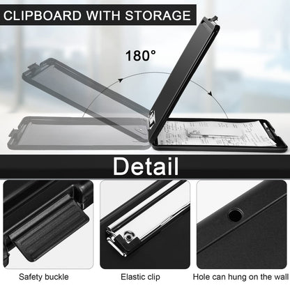 Geyee 8 Pcs Clipboard with Storage Plastic Foldable Nursing Clipboard Storage with Pen Holder 9. 5 x 13. 4 Inch Foldable Clip Board with Low Profile Clip for Student Teacher Nurse Office Supplies