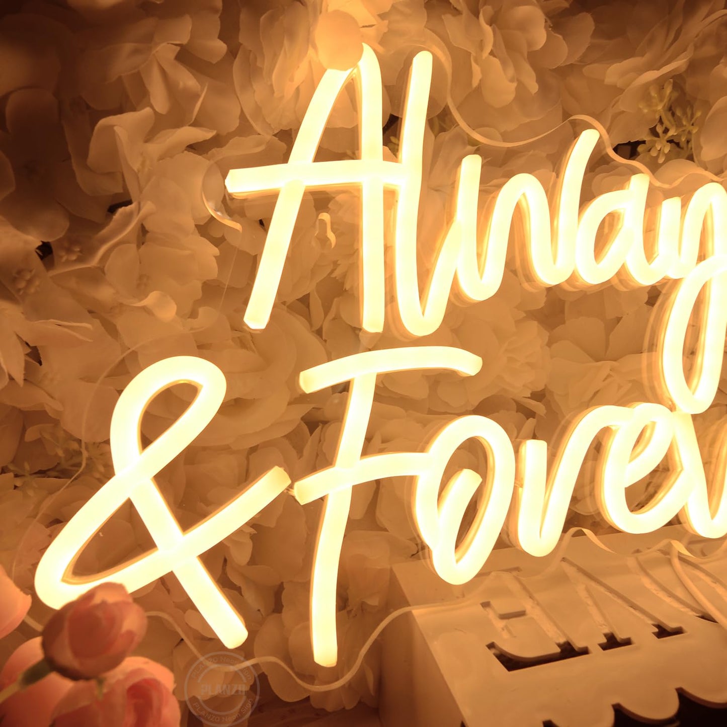 Planzo Always & Forever Led Neon Sign Light Wedding Birthday Party Backdrop Wall Decor Hanging Sign Bedroom Propose Anniversary Christmas Gifts 15.7”L X 9.4” USB Warm