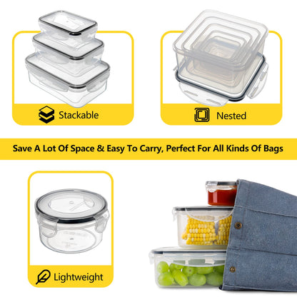 34 PCS Food Storage Containers Set with Airtight Lids (17 Lids &17 Containers) - BPA-Free Plastic Food Container for Kitchen Storage Organization, Fruit Meal-prep Containers with Labels & Marker