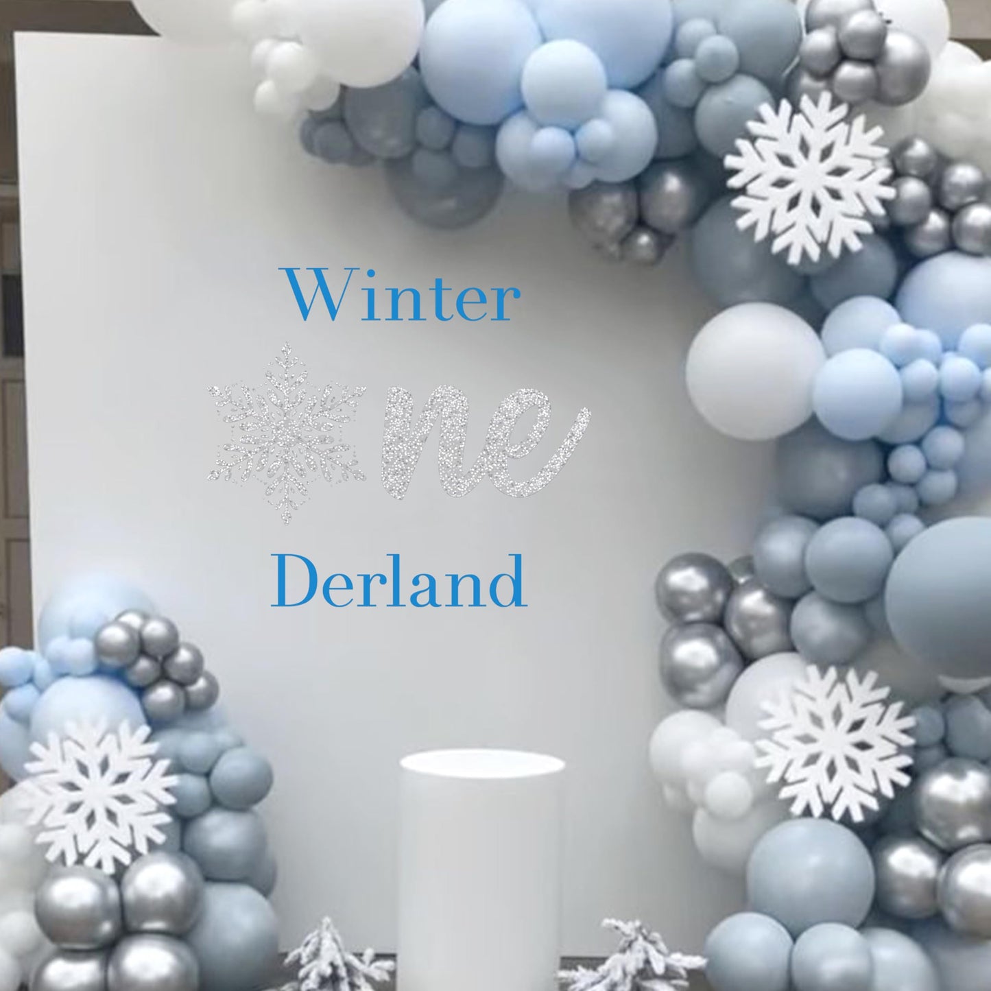 Capiont Winter Onederland Decal - Christmas 1st Birthday Snowflake Backdrop Sticker, Snowflake Themed Decor Wall Stickers for Party/Anniversary/Balloon Arch/Background (Winter Onederland)