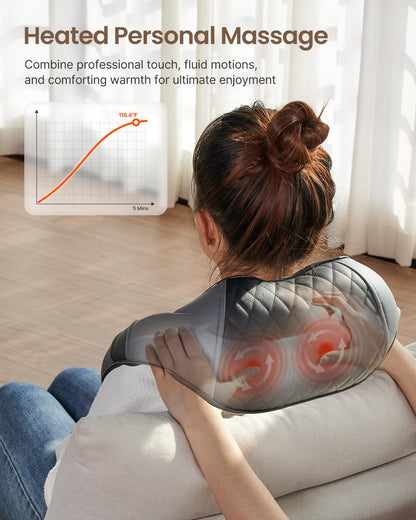 RENPHO Neck and Shoulder Massager with Heat [2025 Upgraded], Shiatsu Cervical and Back Massager, 3D Electric Deep Tissue Massage, True Relaxation for Neck and Shoulders, Birthday Gifts for Men