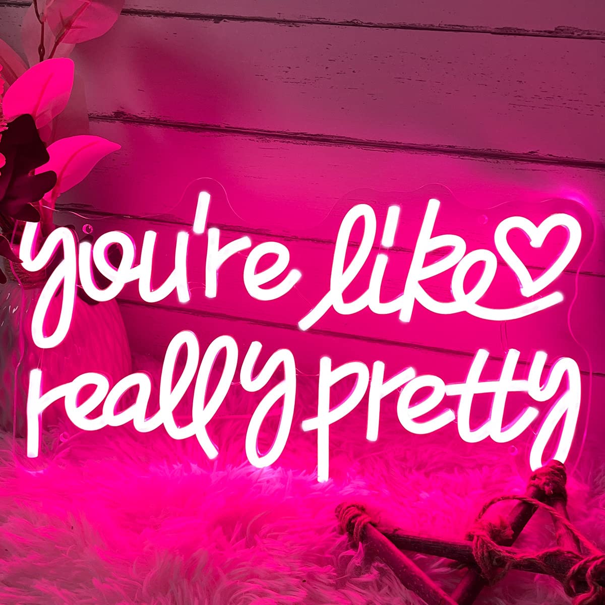 Neon Sign You're Like Really Pretty for Wall Decor Customized Led Neon Light Sign Personalized Birthday Marry Wedding Christmas Gift Sign Party Bedroom Bar Home Room (Pink,40×22 CM)