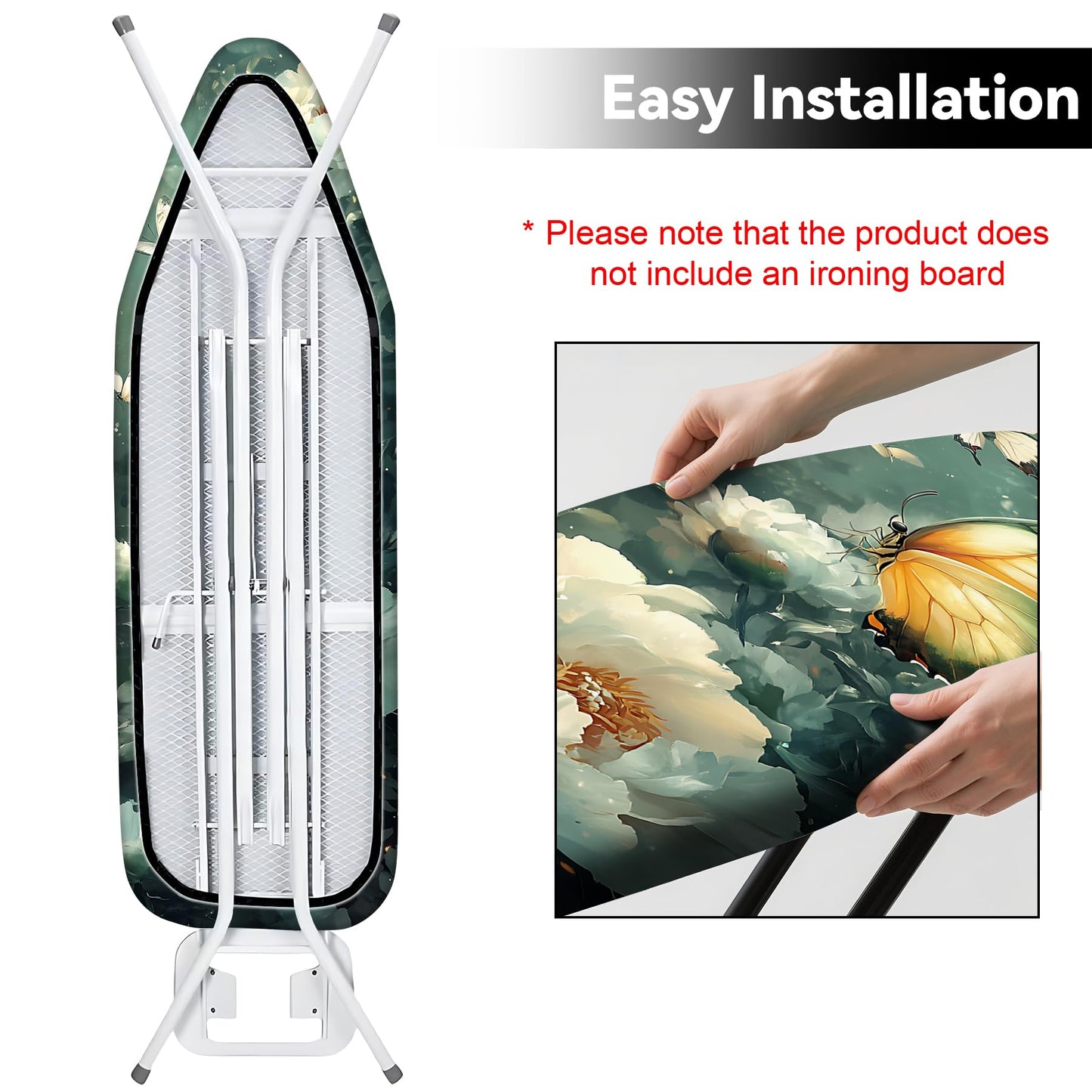 Ironing Board Cover for Crafting, Flat Decoration with Elastic Edge Standard Size, Perfect for Home Laundry Room, Ideal Gift for Craft Enthusiasts (Butterfly, 18" x 49")