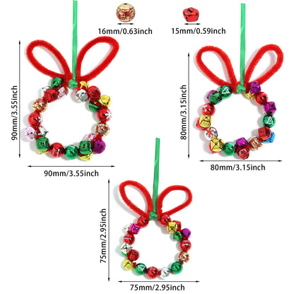 Christmas Crafts, Christmas Beads and Jingle Bells Set, DIY X-mas Ornament Kit Including 20 pcs Mixed X-mas Beads and 40 pcs Bells, DIY Ornaments for Kids, Holiday Party Christmas Tree Decoration