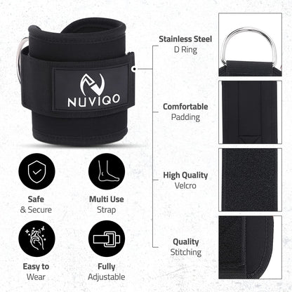 Barbell Pad & 2 Ankle Straps for Cable Machine - Gym Accessories for Women and Men - Perfect for Cable Kickbacks, Leg Extensions, Hip Thrusts & Squats - Workout Attachments for Home and Gym - Includes a Carry Bag