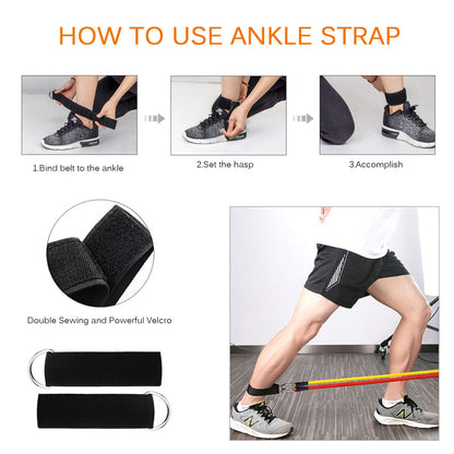 Uten Resistance Bands Set 12pcs, 100lbs Elastic Exercise Bands with Door Anchor, Handles, Ankle Straps and Carry Bag, Indoor Outdoor Fitness, Shape Body, Full Body Workout