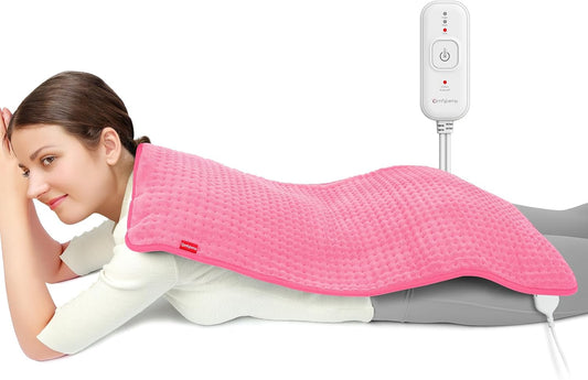 Comfytemp Heating Pad for Back Pain Relief, Extra Large Pink Heating Pad XXL, Birthday Gifts for Women Mom Grandma Wife, 17''x 33'' King Size Electric Heating Pads for Period Cramps