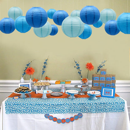 SIPRKAICT Blue Paper Lanterns Party Decorations,12pcs Hanging Paper Lantern for Classroom,Baby Shower,Graduation,Wedding,Birthday