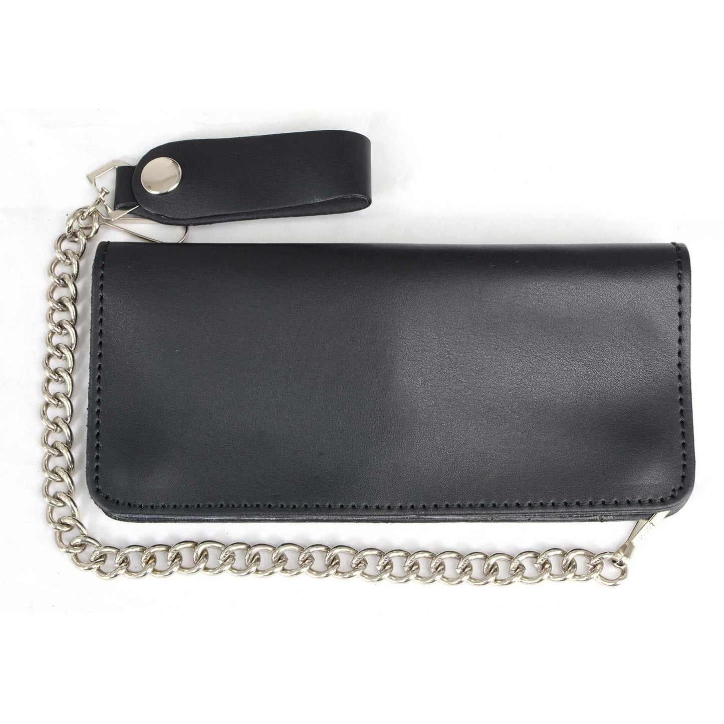 Milwaukee Leather Men's Genuine Leather Tri-Fold Biker Wallet w/Anti-Theft Stainless Steel Chain - 4 Inch