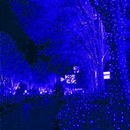 HISHINY LED Blue Christmas Net Lights Outdoor Christmas Decorations 5ftx5ft 100LED Green Wire,Connectable Outdoor Indoor Yard Mesh Shrub Net Lights String for Halloween Chritmas Party,Tree,Bush(Blue)