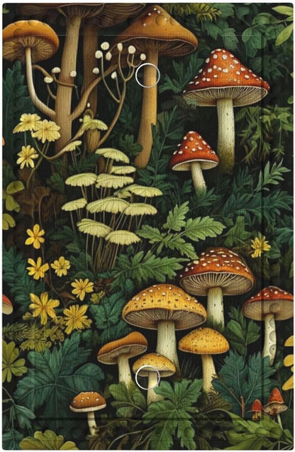 Mushrooms Forest Nature Botanical Art Light Switch Covers No Device Wall Plate 1 Gang Decorative Blank Switchplate Electrical Faceplate for Farmhouse Living Bedroom Decor