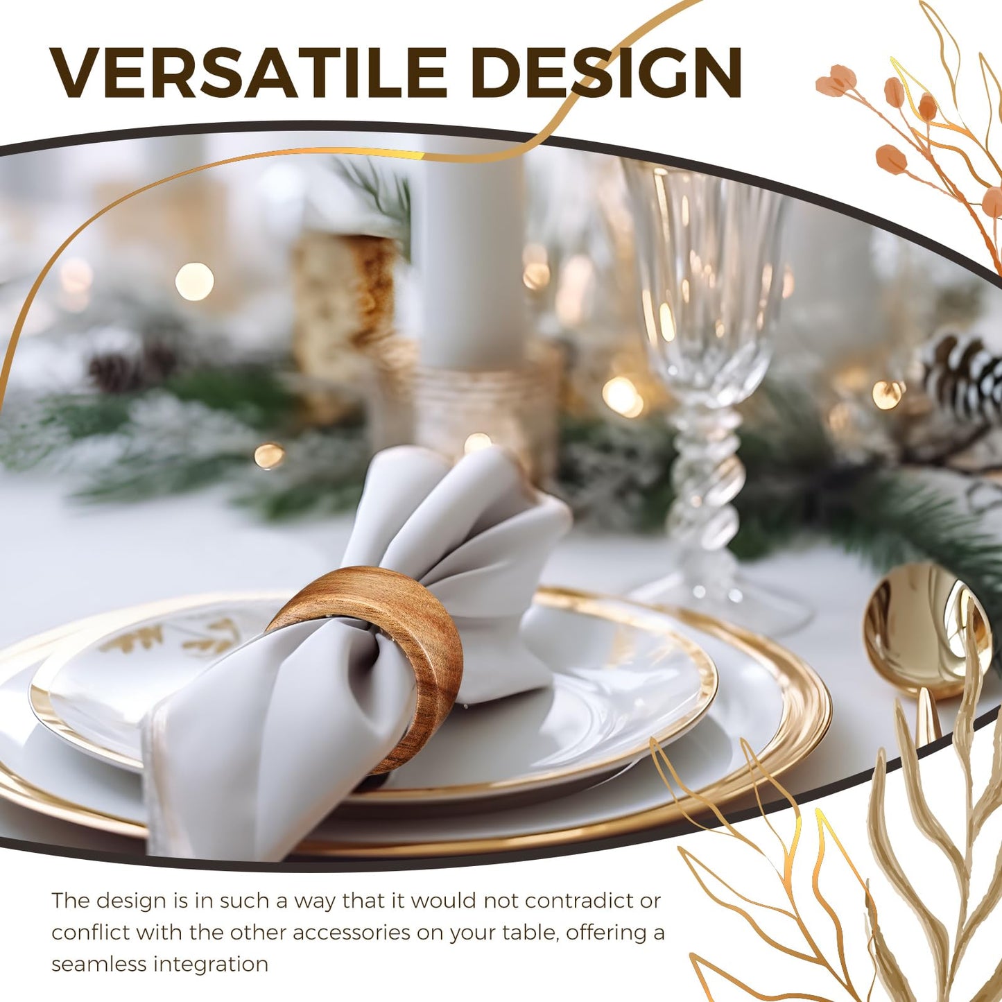 Zhehao 50 Pcs Wood Napkin Rings Bulk Acacia Handmade Dining Table Napkin Holder Buckles Farmhouse Serviette Ring for Holiday Dinner Anniversary Harvest Wedding Table Setting(Round,Brown)