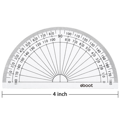 EBOOT 50 Pcs Math Protractors Plastic Protractor 180 Degrees, 4 Inches(Clear)