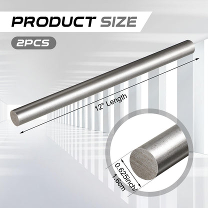 Gisafai 2 Pcs 1018 Carbon Steel Round Rod 5/8" Diameter, 12" Length Cold Rolled Steel Bar Unpolished Finish Rod for Shaft Gear Drill Lathes Boring Machine Turning Miniature Axle Stock