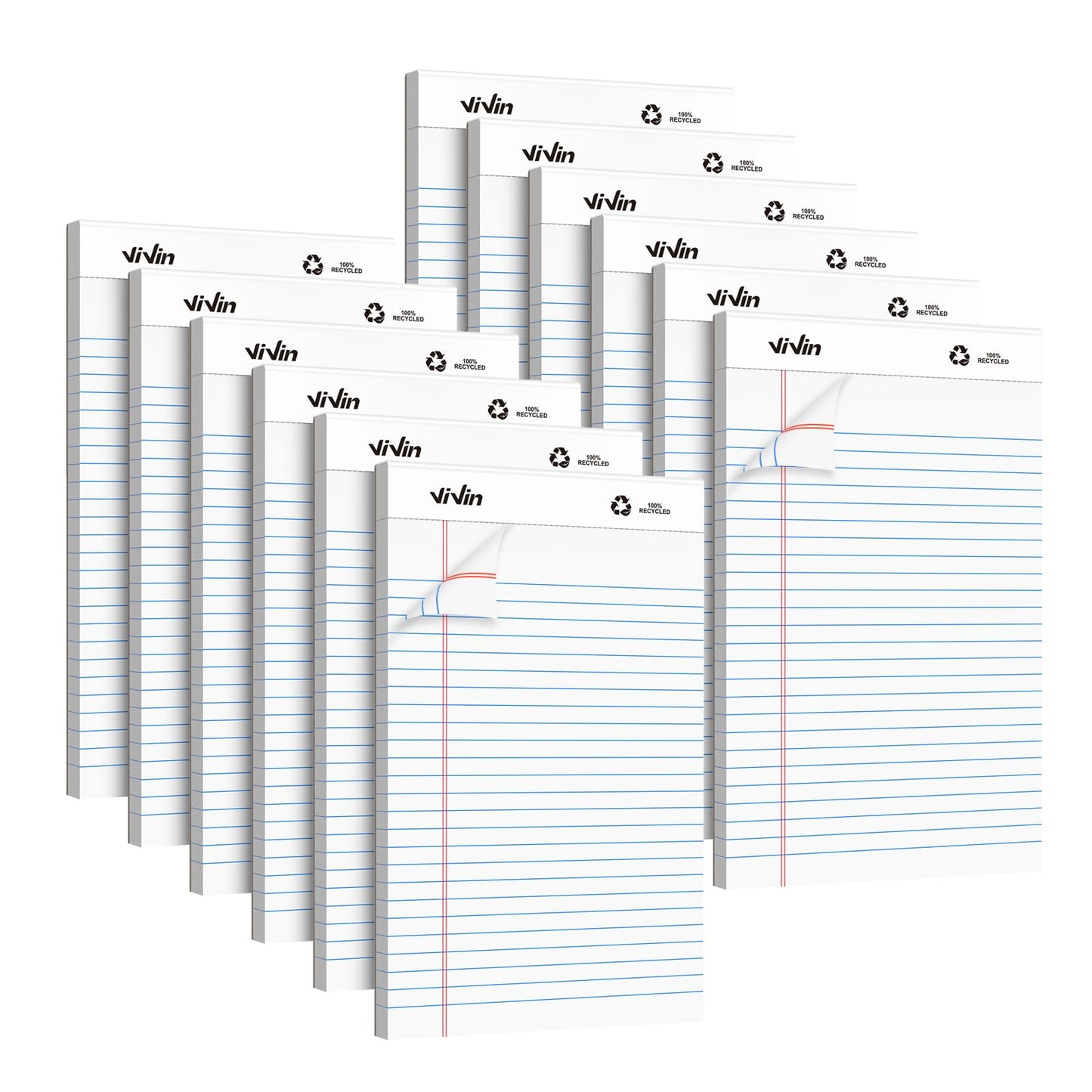 ViVin Legal Pads 5x8, 12 Pack, Narrow Ruled, 30 Sheets Per Note Pads, Perforated Writing Pad, Legal Pads Ideal for Home, Office, Business, White Paper