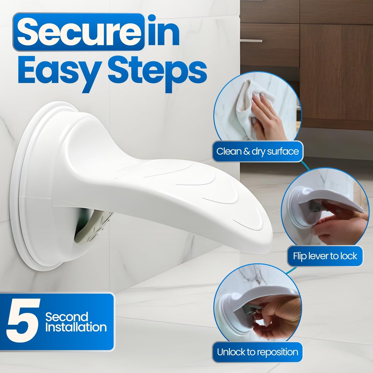 Safe-er-Grip Changing Lifestyles Shower Foot Rest, Non Slip Suction Cup Foot Rest Shower Shaving Leg Assist, Foot Stand for Shower, White, 1 Count (Pack of 1)