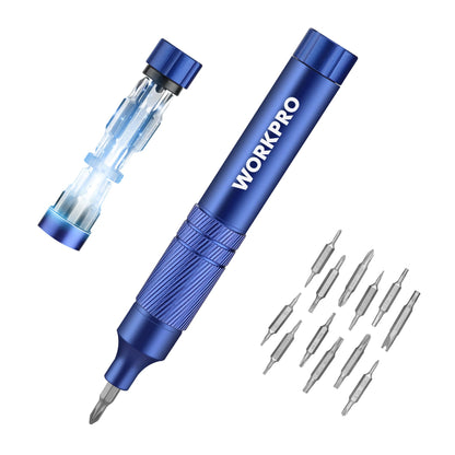 WORKPRO 24-in-1 Precision Screwdriver Sets, Pen Style Manual Screw driver, 24 pcs Tough S2 Steel Small Screwdriver Bits, Ideal for Eyeglass, Watch, Laptop, Phone, Jewelry and Electronic, Blue