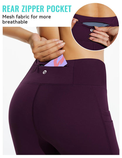 baleaf Women's Winter Leggings Fleece Lined Waterproof Thermal Hiking Pants Warm Tights Running Gear Cold Weather Paisley Purple L