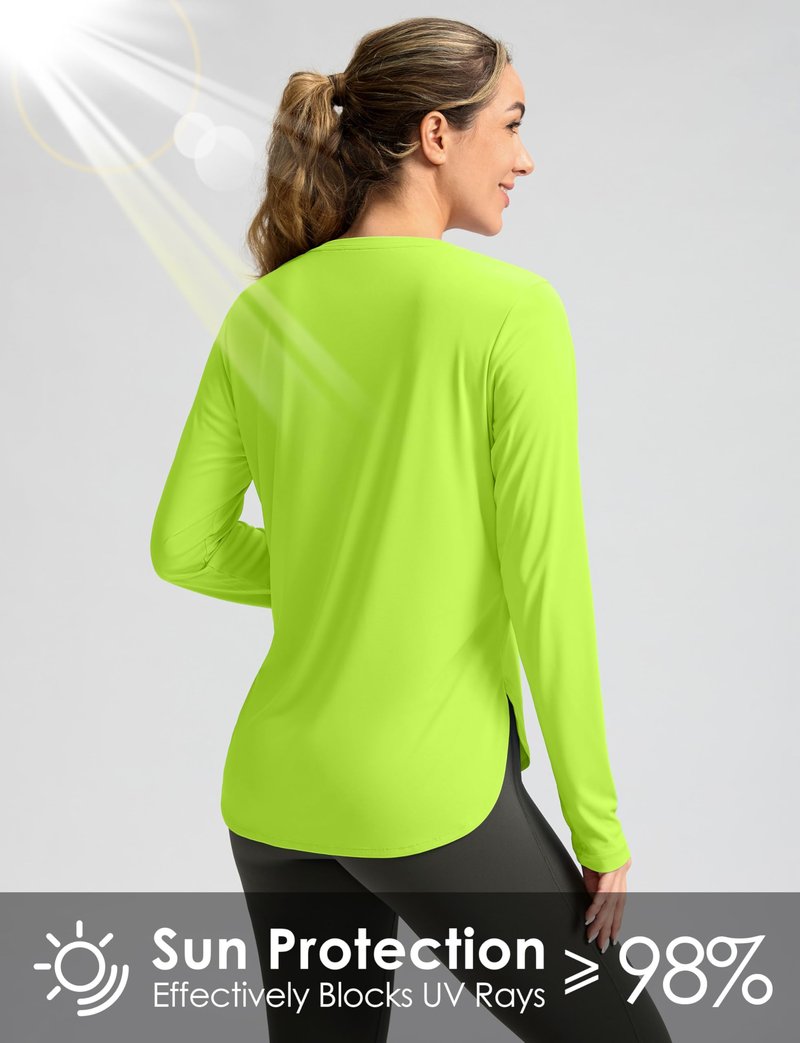 Women's Sun Shirts UPF 50+ Long Sleeve UV Protection Shirt Lightweight Quick Dry Workout Hiking Tops for Women(Bright Green,S)