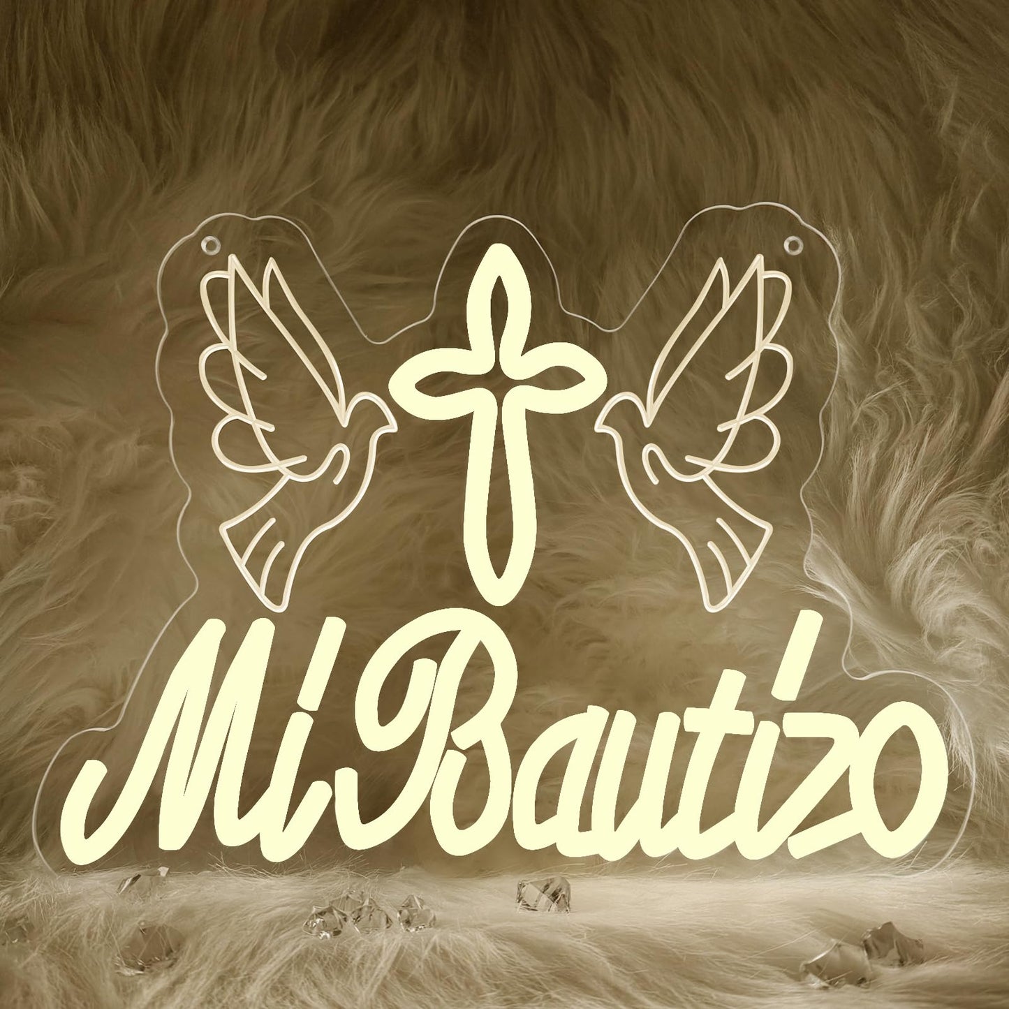Mi Bautizo Neon Sign for Baptism Decorations, Led USB Signs for First Birthday Cross Baby Shower Bedroom Kids Room Party Backdrop Decor Gifts