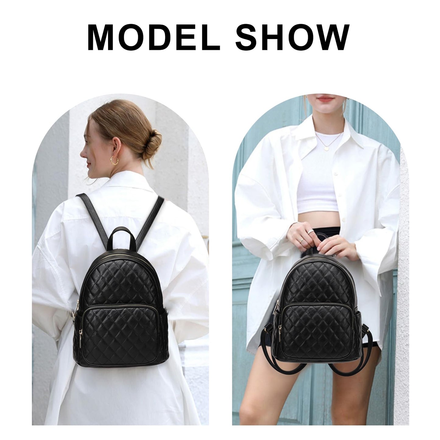 KL928 Quilted Mini Backpack for Women, PU Leather Backpack Purse Designer Satchel Bag, Small Casual Daypack for Ladies