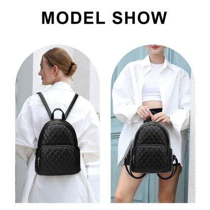 KL928 Quilted Mini Backpack for Women, PU Leather Backpack Purse Designer Satchel Bag, Small Casual Daypack for Ladies
